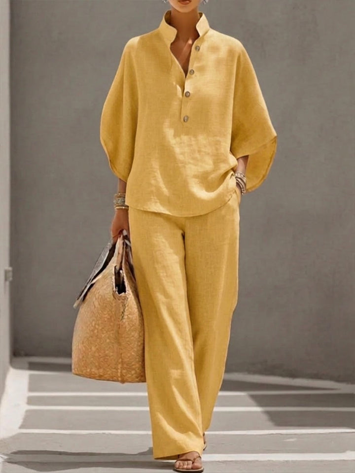 Catalina | Conjunto con Mangas Murciélago y Pantalón Ancho