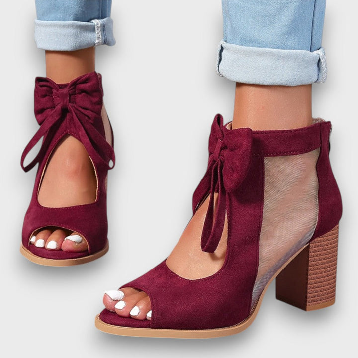 Alviera – Sandalias Elegantes con Lazo y Tacón Bloque