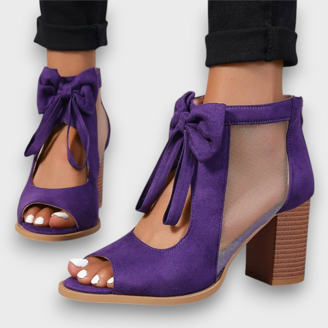 Alviera – Sandalias Elegantes con Lazo y Tacón Bloque