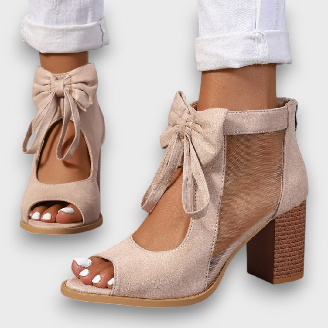 Alviera – Sandalias Elegantes con Lazo y Tacón Bloque