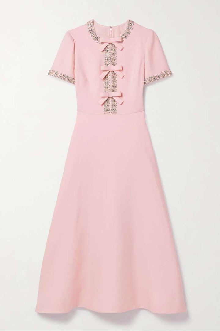 Vestido Midi con Lazo Zoe y Adornos de Cristal
